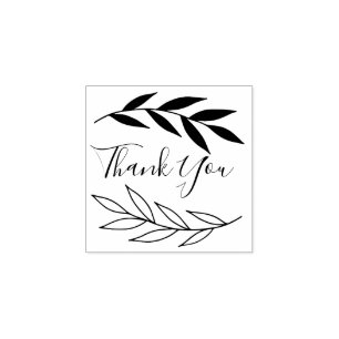 Leafy Thank You Rubber Stamp