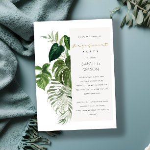 Leafy Tropical Palm Foliage Engagement Invite