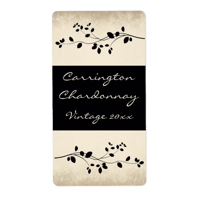 Leafy Vine Design Wine Label (Front)