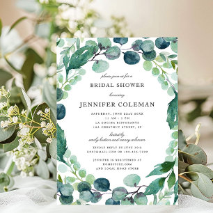 Leafy Watercolor Botanicals Frame Bridal Shower Invitation