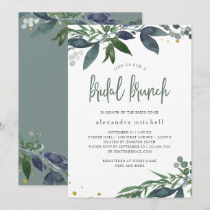 Leafy Watercolor Bridal Brunch Invitation
