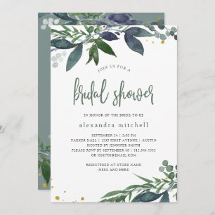 Leafy Watercolor Bridal Shower Invitation
