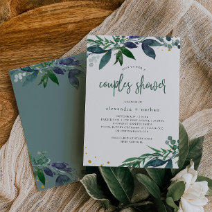 Leafy Watercolor   Couples Shower Invitation