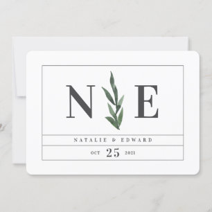 leafy watercolor floral save the date