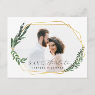 leafy watercolor floral save the date announcement postcard