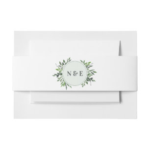 leafy watercolor frame belly band invitation belly band