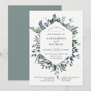 Leafy Watercolor Frame   Wedding Invitation