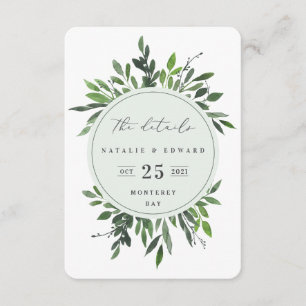 leafy watercolor geometric details card
