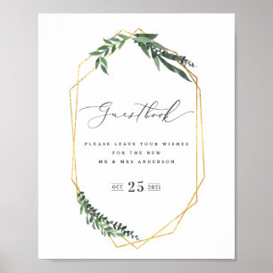 leafy watercolor geometric guestbook wedding