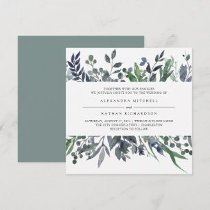 Leafy Watercolor   Wedding Invitation