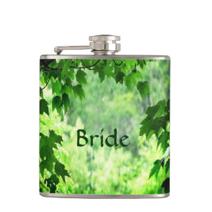 Leafy Wedding Brides Hip Flask