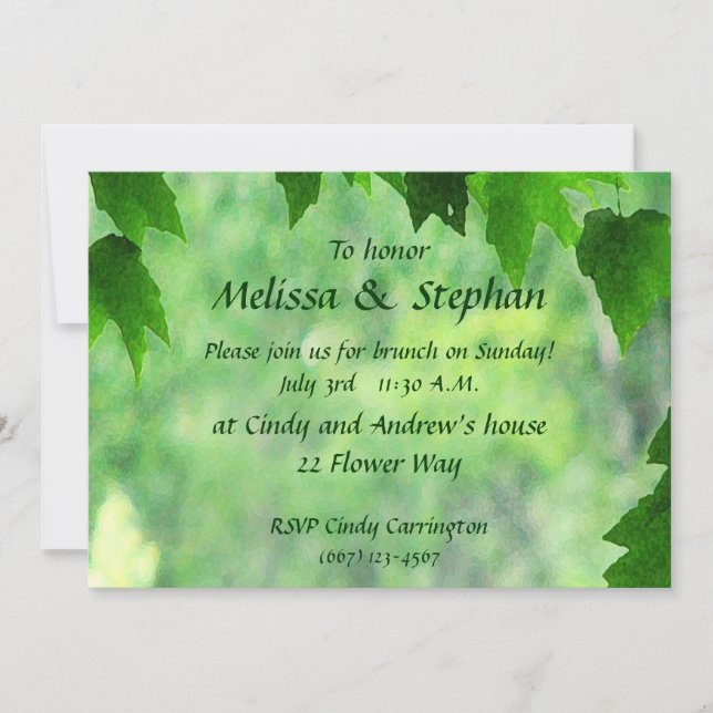 Leafy Wedding Brunch Invitation (Front)