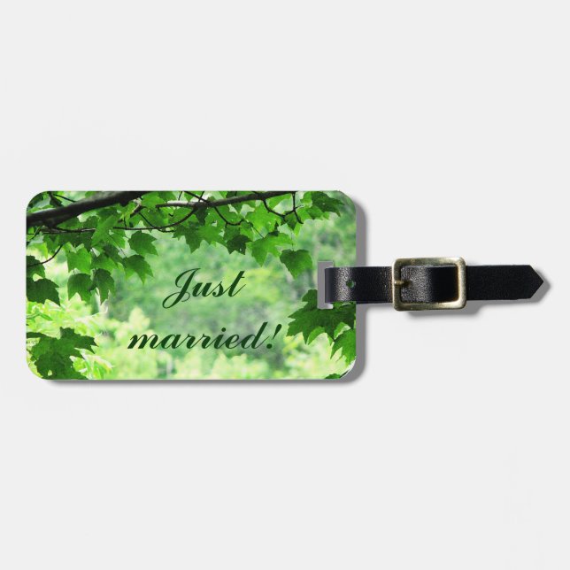 Leafy Wedding Luggage Tag (Front Horizontal)