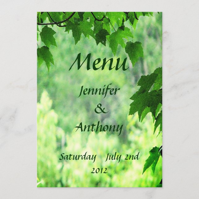 Leafy Wedding Menu (Front)