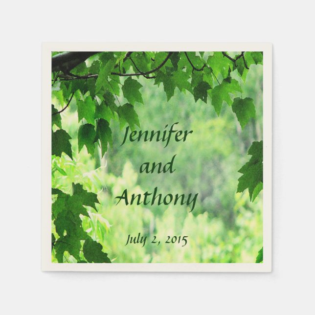 Leafy Wedding Paper Napkins (Front)