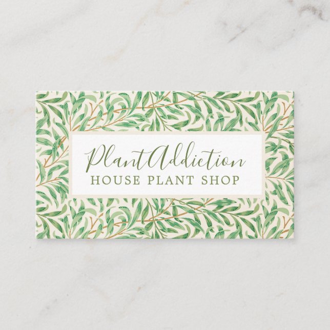 Leafy William Morris House Plant Shop Business Card (Front)