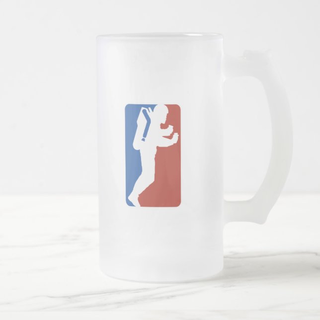 League logo style frosted glass beer mug (Right)