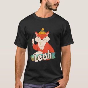 Leah - Adorable Girl Name With Cool Fox T-Shirt