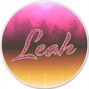 Leah First Name golden pink sticker