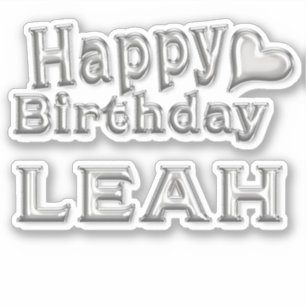 Leah Happy Birthday silver sticker