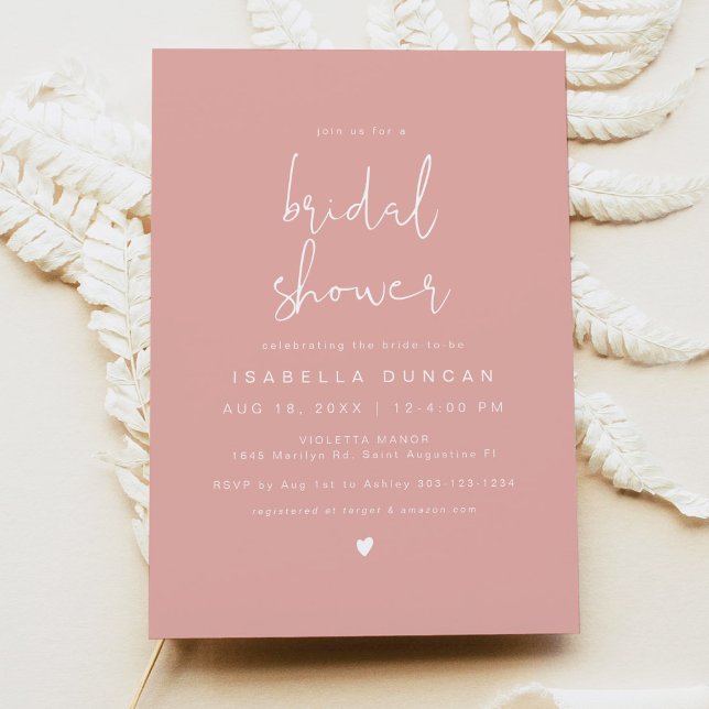 LEAH Modern Pastel Coral Pink Bridal Shower Invitation (Creator Uploaded)
