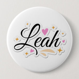 Leah name cute design 10 cm round badge