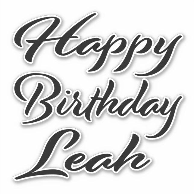 Leah Name First Name black Sticker Birthday (Front)