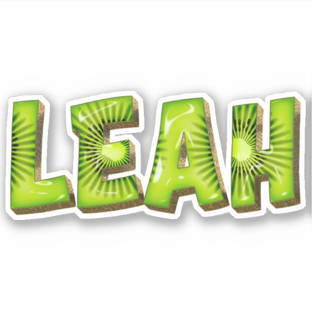Leah Name Kiwi Design Sticker (Front)