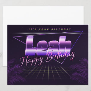 Leah Name Vorname lila retro Karte Geburtstag Card