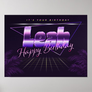 Leah Name Vorname lila retro Poster Geburtstag