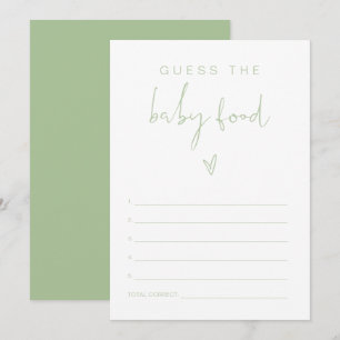 LEAH Pastel Green Guess Baby Food Baby Shower Game Invitation
