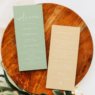 LEAH Pastel Green Yellow Wedding Program Menu