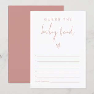 LEAH Pastel Pink Guess Baby Food Baby Shower Game Invitation