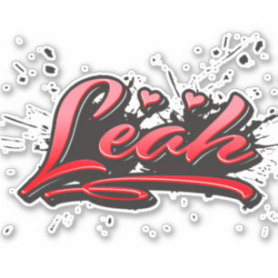 Leah red Heart Graffiti Sticker