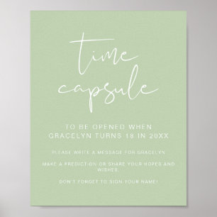 LEAH Vibrant Green Baby Shower Time Capsule  Poster