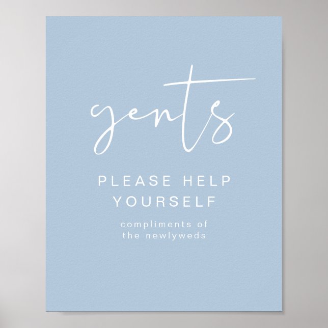 LEAH Vibrant Pastel Blue Gents Bathroom Toiletry  Poster (Front)