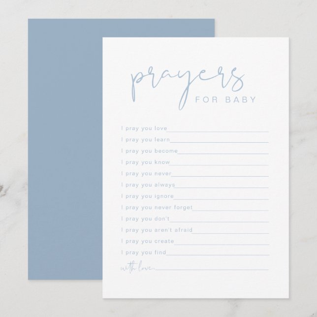 LEAH Vibrant Pastel Blue Prayers for Baby Card (Front/Back)