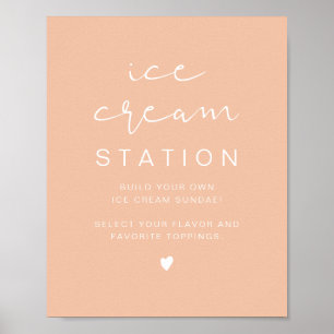 LEAH Vibrant Pastel Orange Cute Ice Cream Station Poster