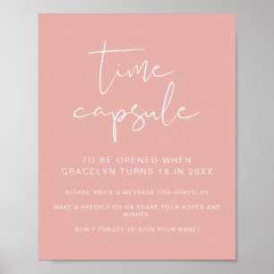 LEAH Vibrant Pastel Pink Baby Shower Time Capsule  Poster