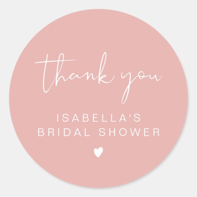 LEAH Vibrant Pastel Pink Bridal Shower Thank You Classic Round Sticker (Front)