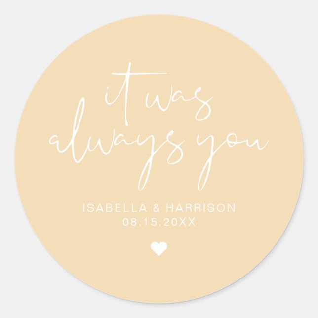 LEAH Vibrant Pastel Yellow Always Wedding Favour  Classic Round Sticker (Front)