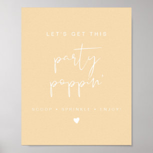 LEAH Vibrant Pastel Yellow Popcorn Bar Wedding Poster