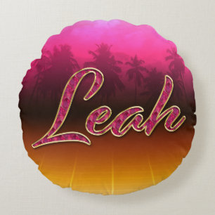 Leah Vorname Name golden pink Kissen Round Cushion