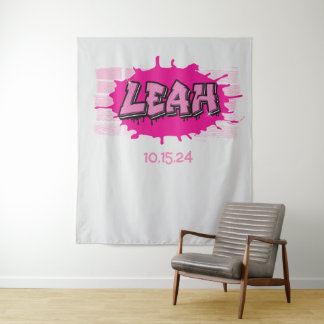 Leah Your Graffiti Name Backdrop Photo-Op Tapestry