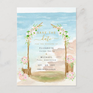 LeahG Beach Coastal Destination Save Date Invite Postcard