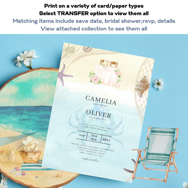 LeahG Beach Coastal Destination Wedding Invitation (Creator Uploaded)