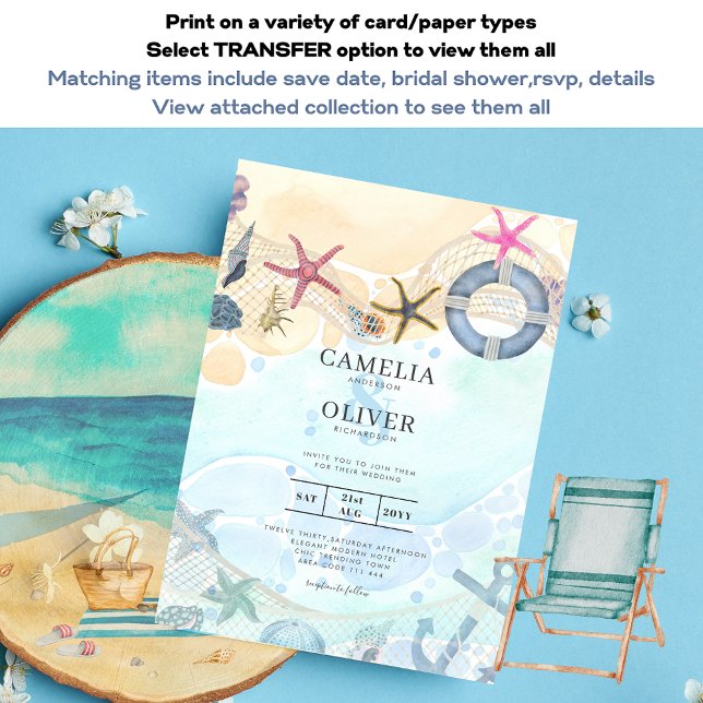 LeahG Beach Coastal Destination Wedding Invitation Flyer (Creator Uploaded)