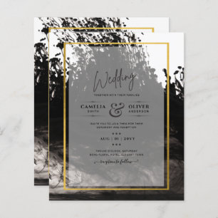 LeahG Black Gold INK Abstract Wedding Invite