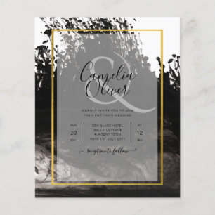 LeahG Black Gold INK Abstract Wedding Invite Flyer
