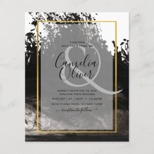 LeahG Black Gold INK Abstract Wedding Invite Flyer